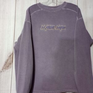 Authentic Pigment Marine Mom Sweatshirt Purple Garment Dyed Cotton Medium